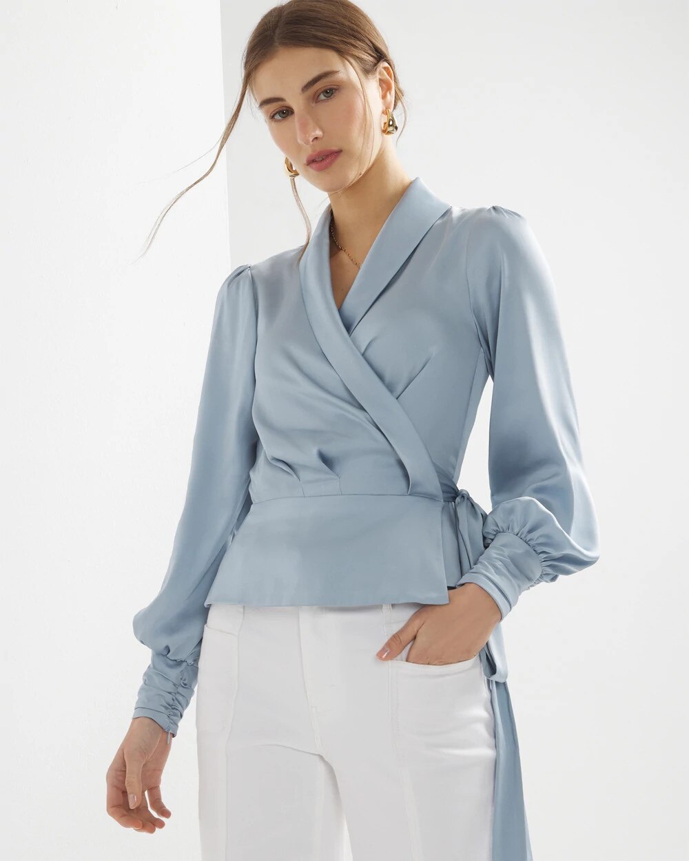 Satin Wrap Blouse | White House Black Market